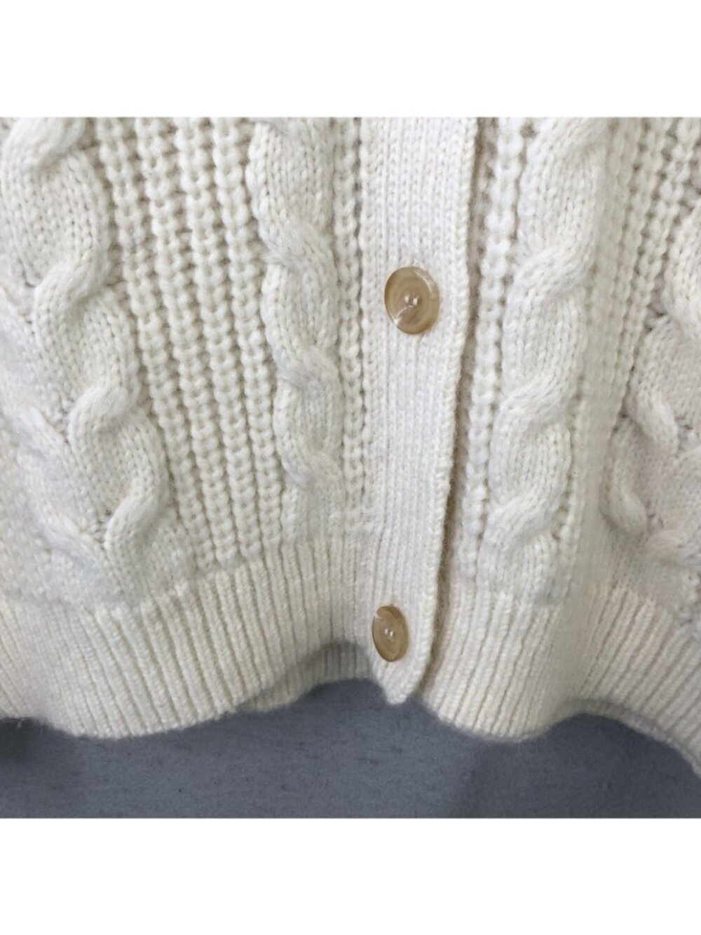 Jenni Kayne Cardigan Sweater Womens L Ivory Alpaca Wool Cable Knit Luxury Chunky - Picture 13 of 16